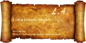 Lokaicsek Andor névjegykártya